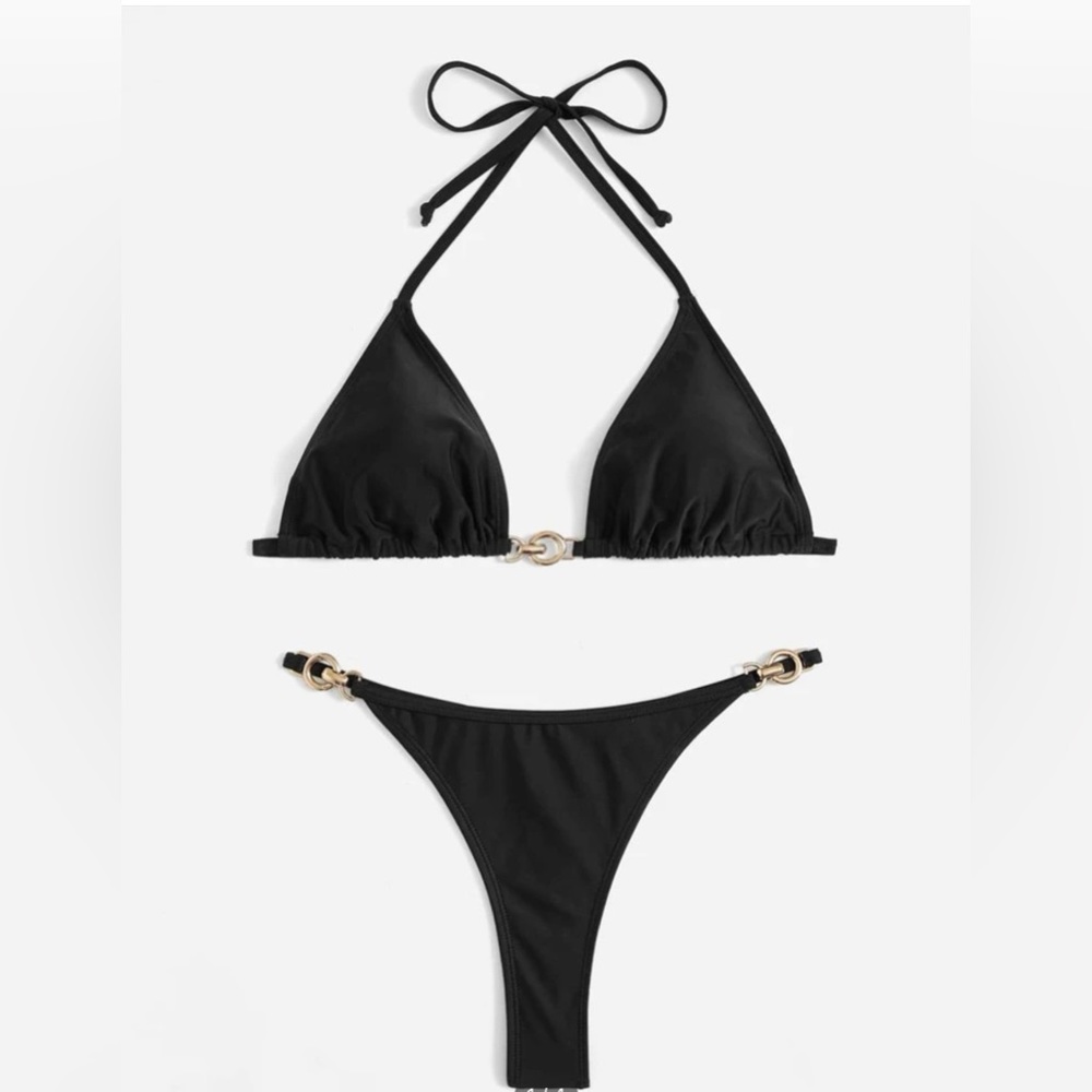 Black and gold bikini set. Size small. Discounted shipping! Brand new!!
